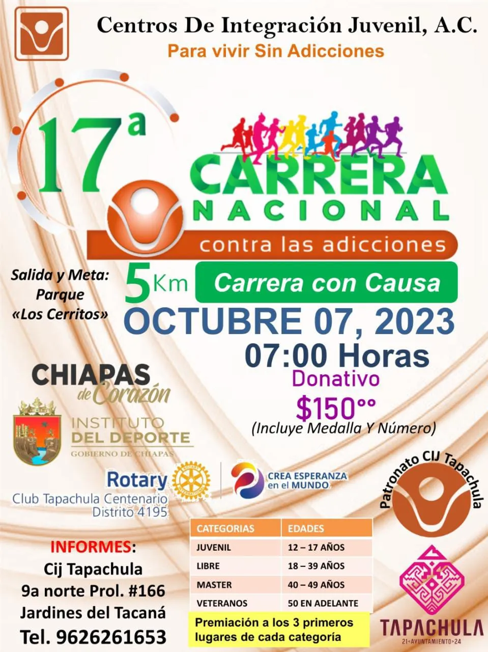 CIJ TAPACHULA INVITA A LA 17 CARRERA CONTRA LAS ADICCIONES