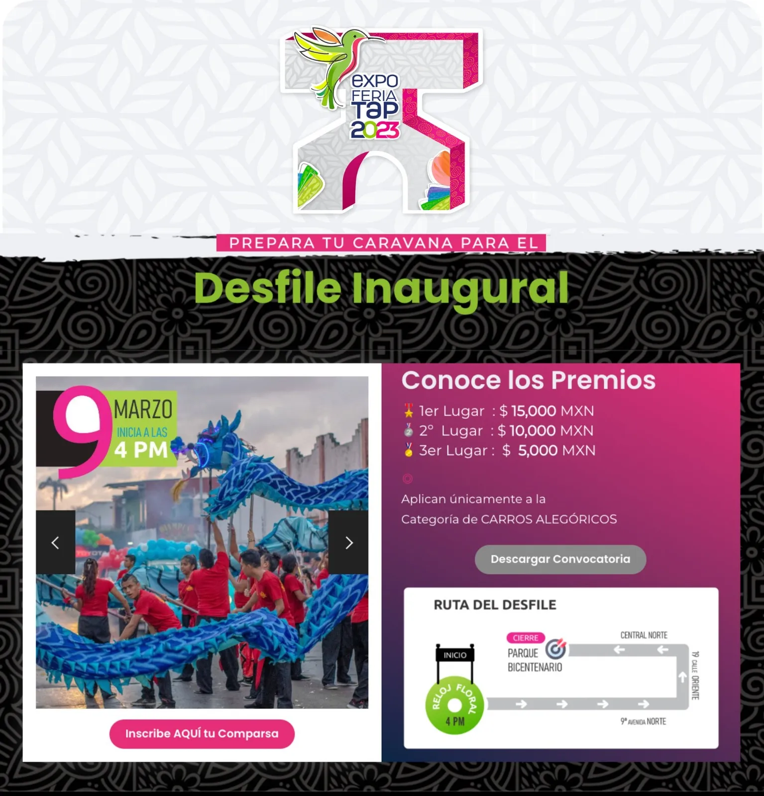 TODO LISTO PARA EL DESFILE “RAÍCES DE MI TIERRA”, DE LA EXPO FERIA TAPACHULA 2023