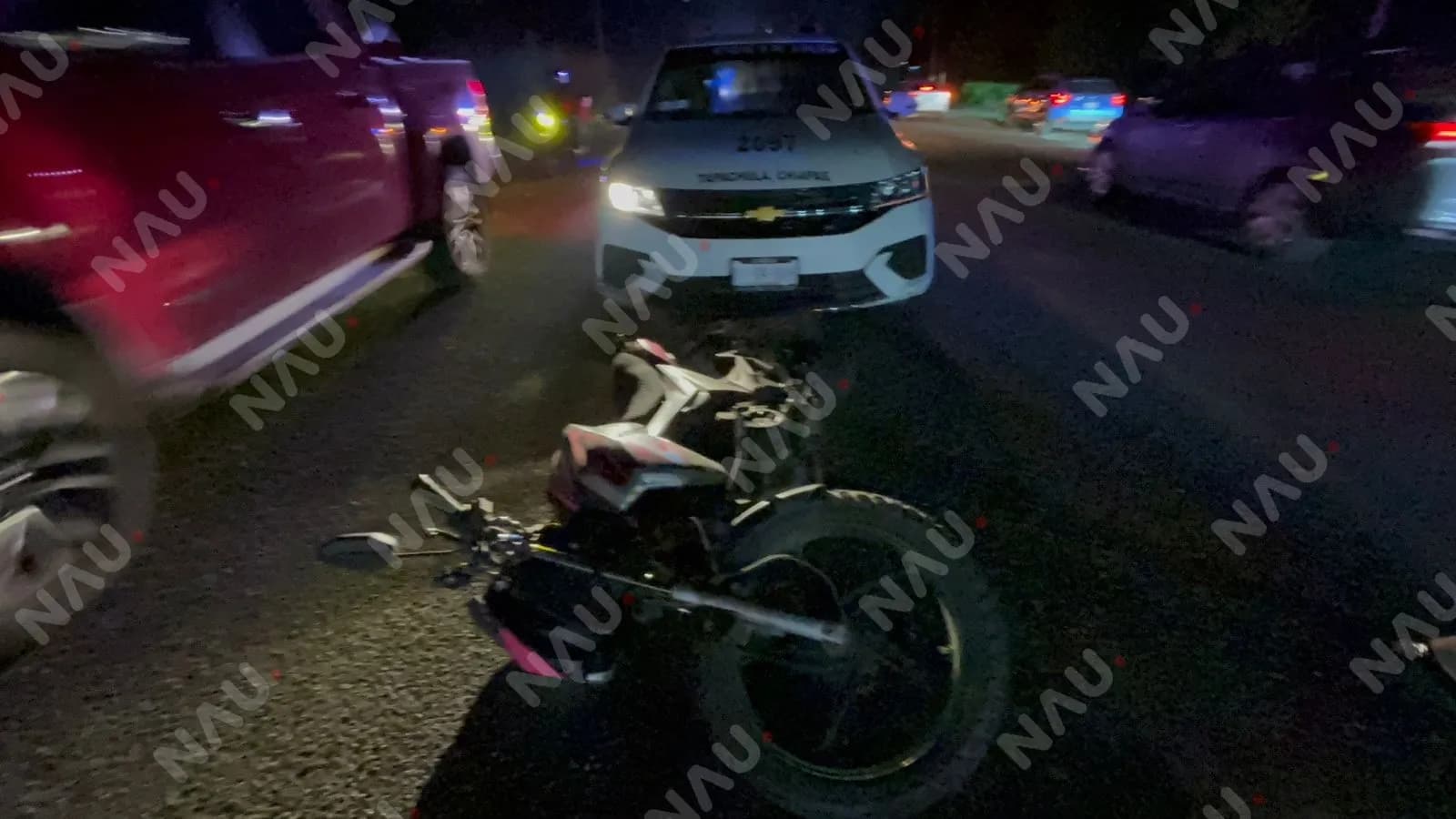 Motociclista resulta lesionado tras derrapar en el libramiento sur oriente de Tapachula