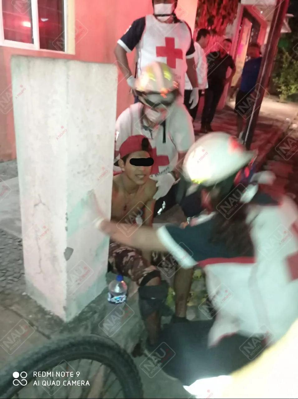 Ciclista lesionado fue atendido por paramédicos de la Cruz Roja