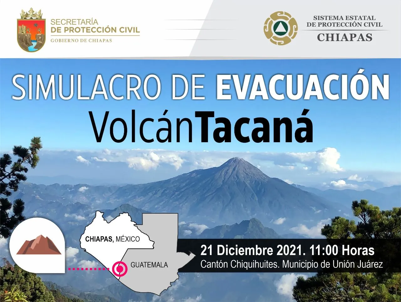 PC DE TAPACHULA PARTICIPARÁ ESTE MARTES EN SIMULACRO POR PRESUNTA ERUPCIÓN DEL VOLCÁN TACANÁ