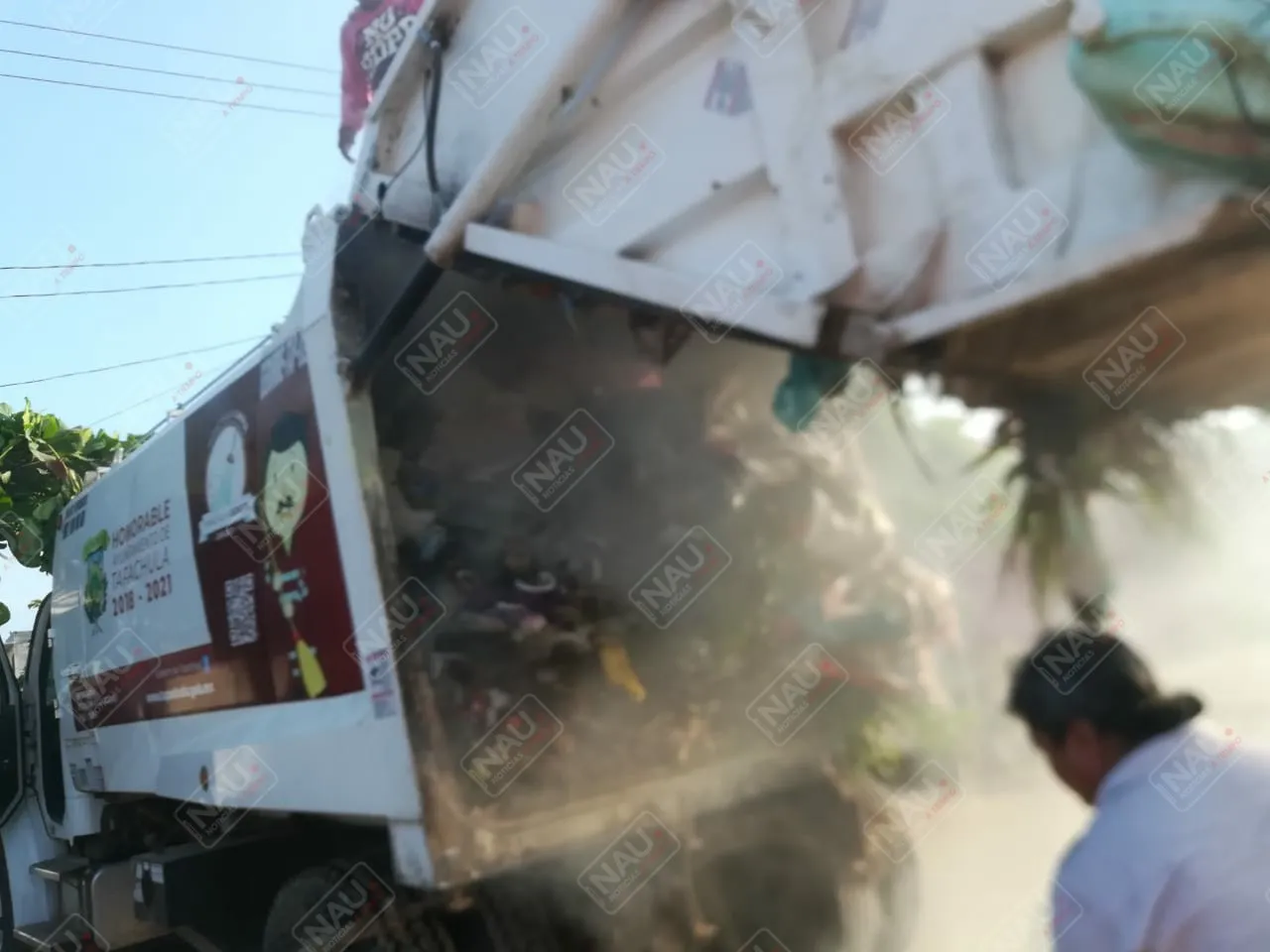 Conato de incendio en un carro de Basura del Ayuntamiento de Tapachula