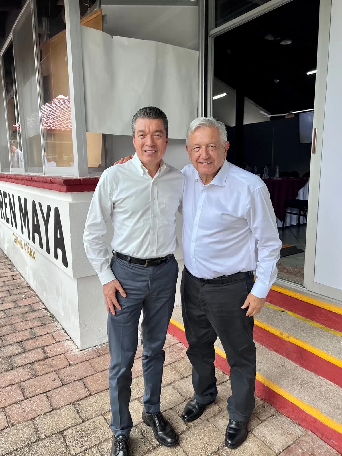 Acompaña Rutilio Escandón al presidente AMLO en la visita de supervisión en el Tramo 1 del Tren Maya