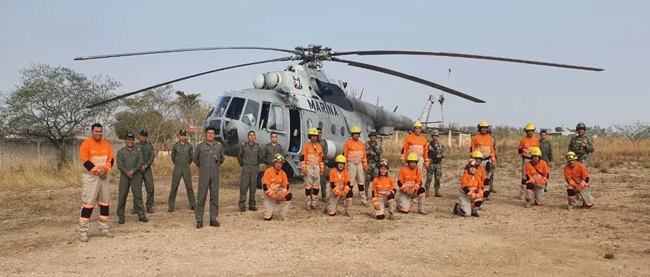 PERSONAL DE LA ARMADA DE MÉXICO APOYA EN LA EXTINCIÓN DE INCENDIOS EN EL MUNICIPIO DE CINTALAPA , CHIAPAS