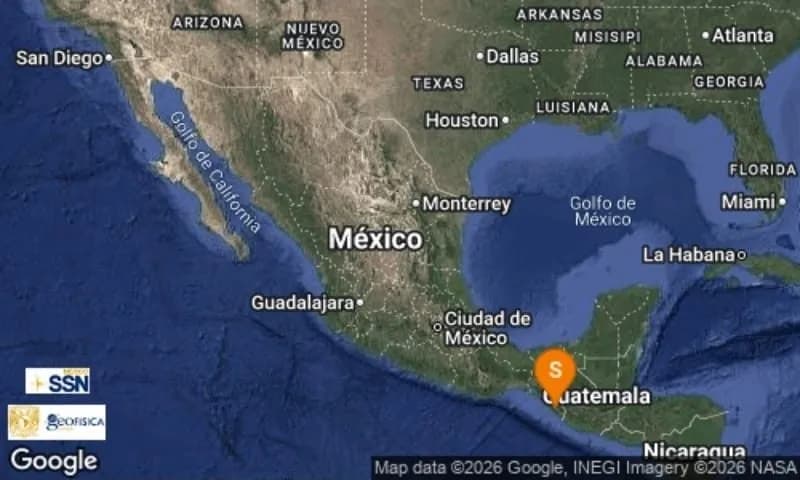 SISMO DE MAGNITUD 4.2 SE REGISTRA CERCA DE HUIXTLA, CHIAPAS