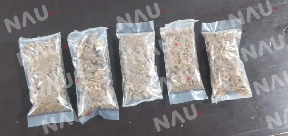 Pareja fue detenida con 5 bolsitas de marihuana
