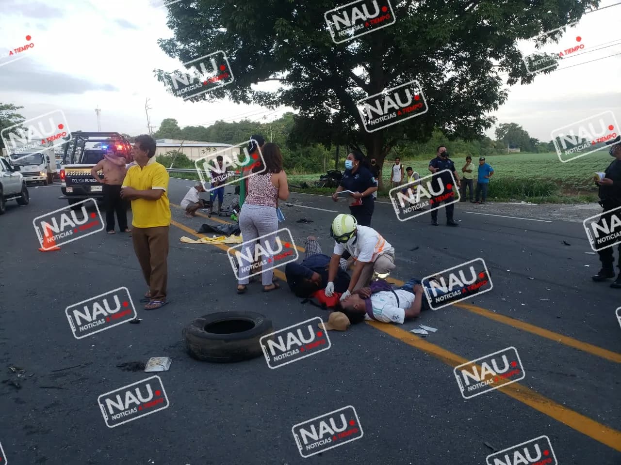 10 lesionados deja accidente en la carretera Tapachula – Puerto Madero.