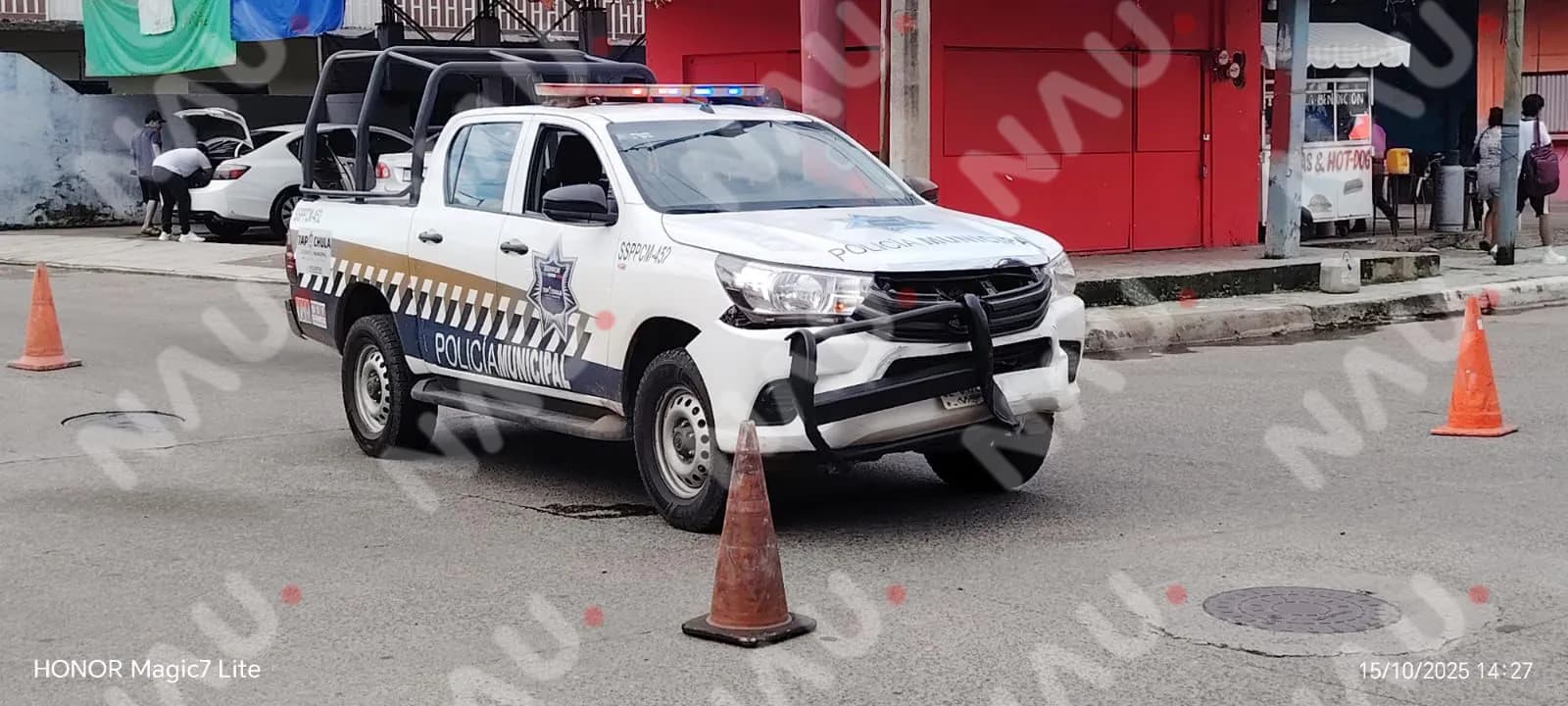 Choque entre patrulla y camioneta particular deja un lesionado en Tapachula