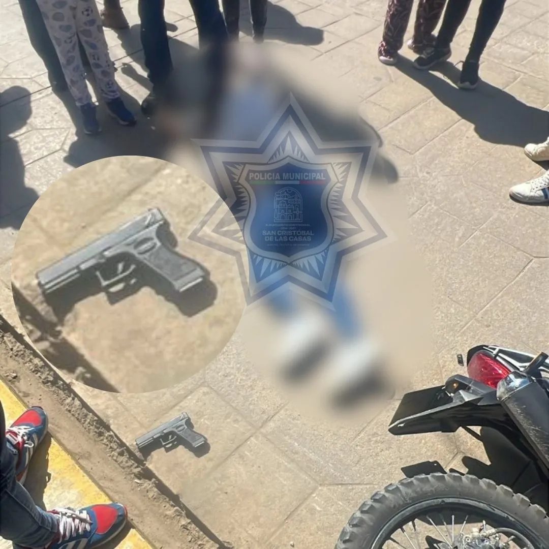 Policía Municipal pone a disposición a sujeto por portación de réplica de arma en San Cristóbal de Las Casas