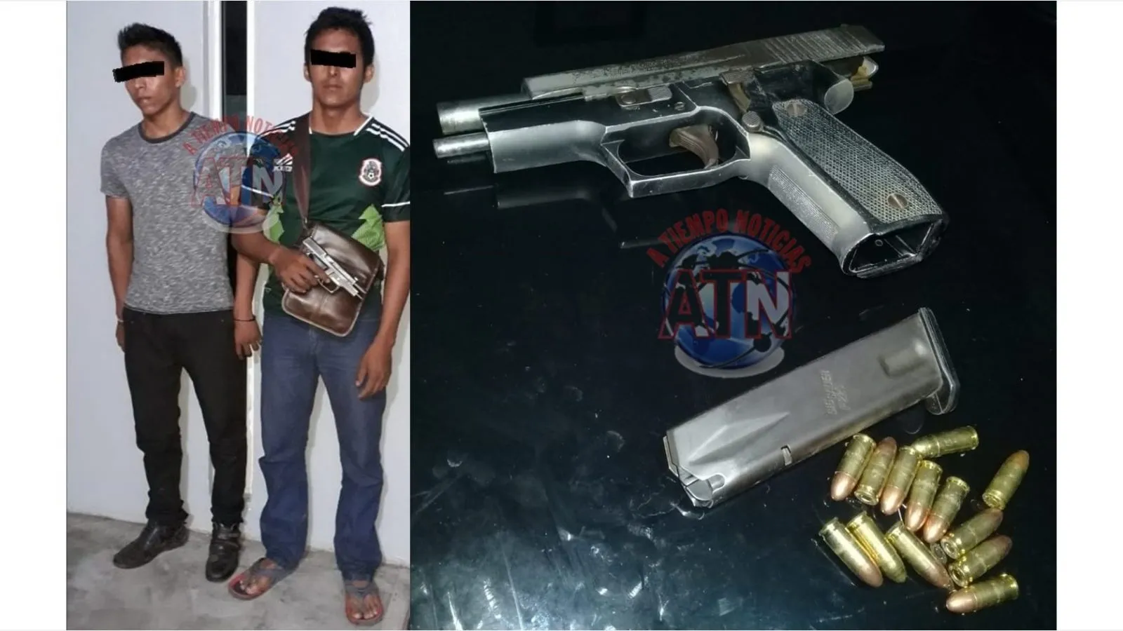 Policías estatales detienen a tres personas armadas y con marihuana en el municipio de Suchiate