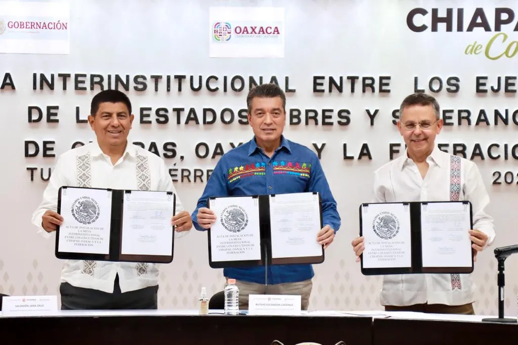 Rutilio Escandón, Salomón Jara y Segob instalan mesa para abordar tema de la zona limítrofe entre Chiapas y Oaxaca