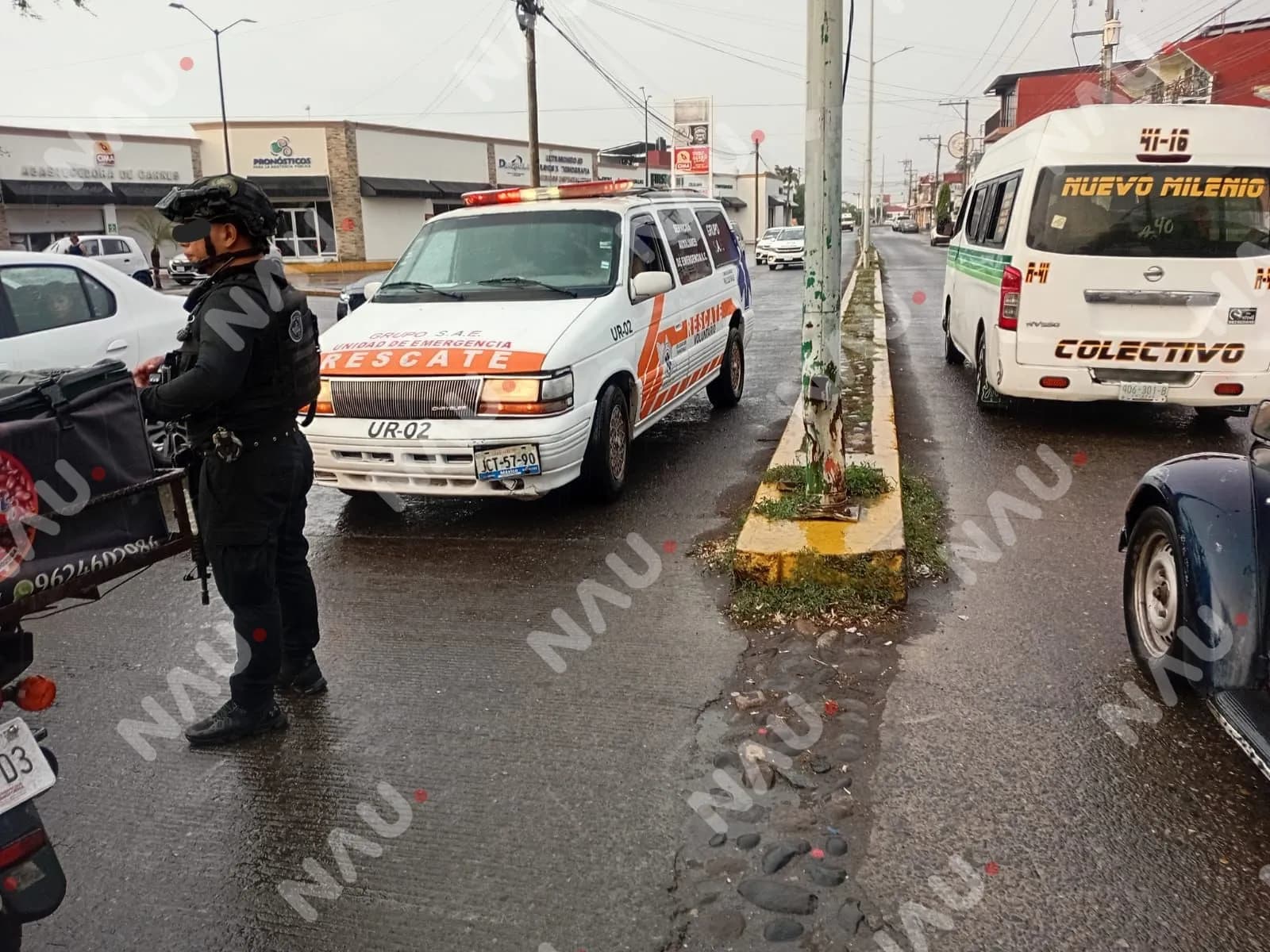 Motociclista resulta lesionado tras accidente en el Boulevard Akishino en Tapachula