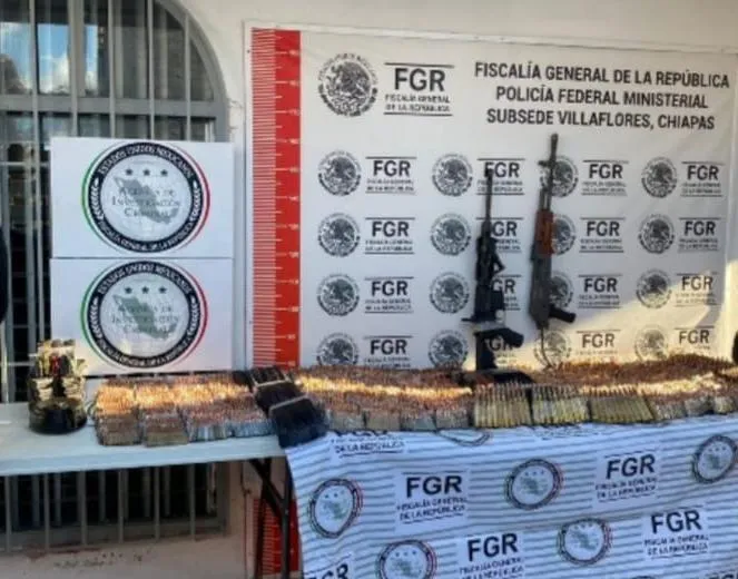 FGR ASEGURA CASI OCHO MIL CARTUCHOS Y DOS ARMAS EN CHIAPAS