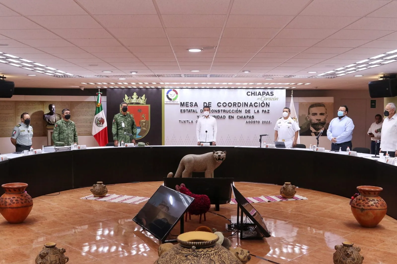 En la Mesa de Seguridad, guardan minuto de silencio en honor al presidente del PJE, Juan Óscar Trinidad Palacios