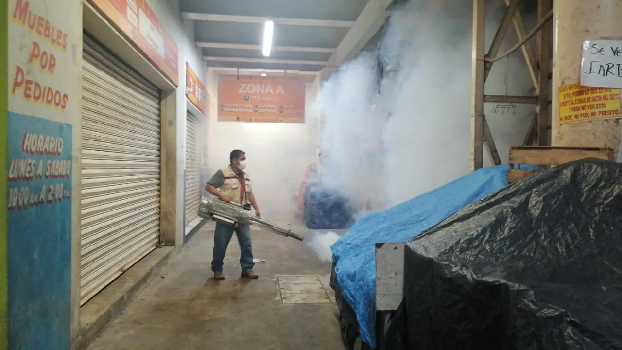 REALIZAN DESCACHARRIZACIÓN NEBULIZACIÓN Y CONTROL LARVARIO EN MERCADO SAN JUAN DE TAPACHULA