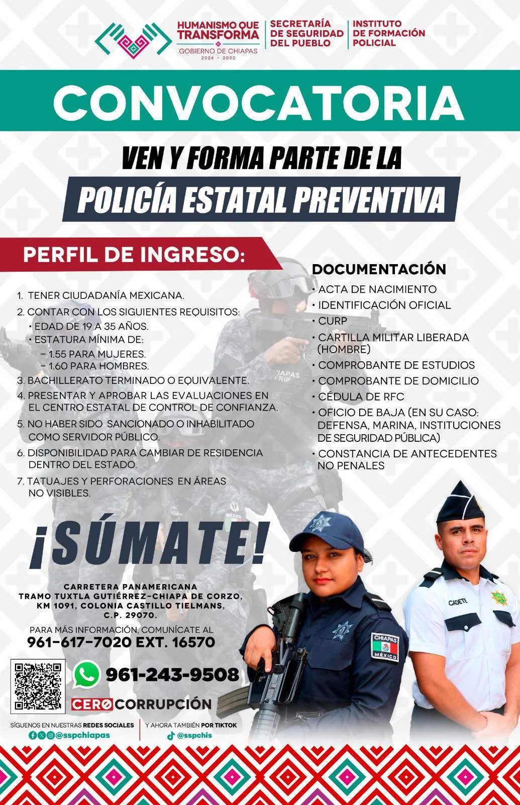 Secretaría de Seguridad del Pueblo invita a formar parte de la Policía Estatal Preventiva