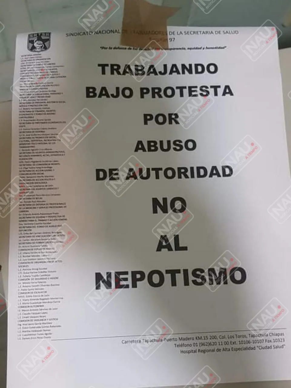 Empleados de Ciudad Salud trabajan bajo protesta