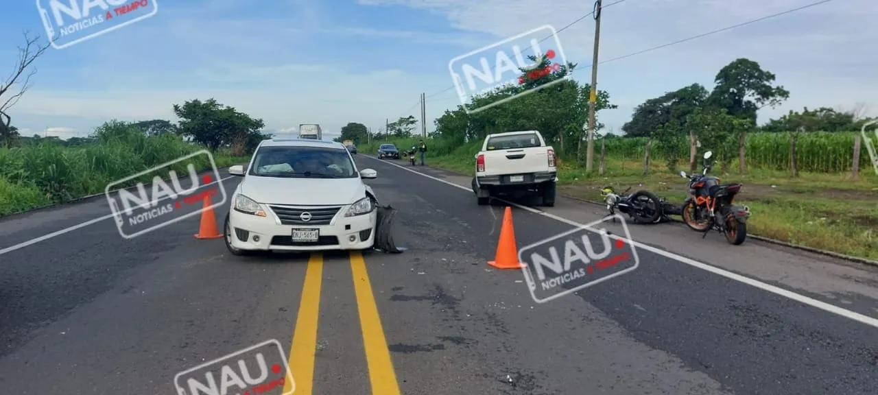 Motociclista lesionado en accidente.