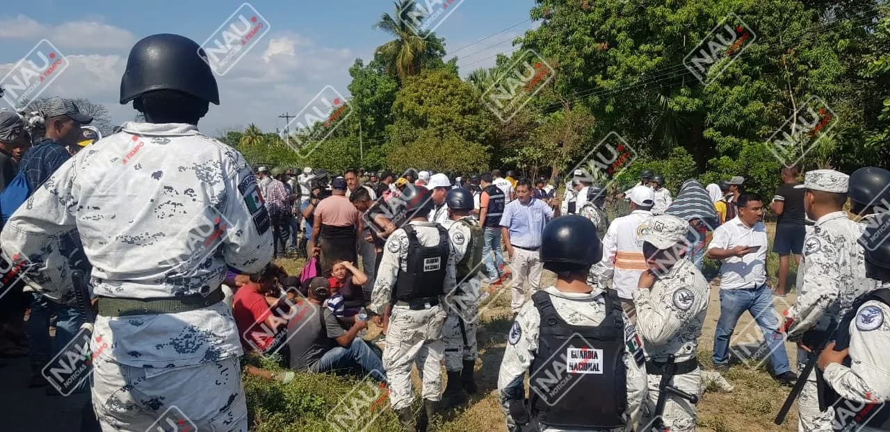 Cuatro elementos de la GN lesionados durante la contención de migrantes de la caravana 2020
