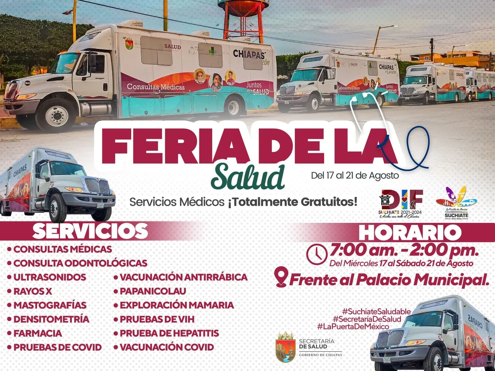 ¡Feria de la salud, servicios médicos totalmente gratuitos!