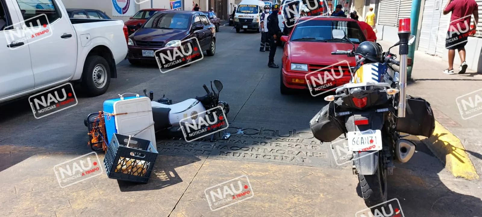 Motociclista lesionado en accidente.