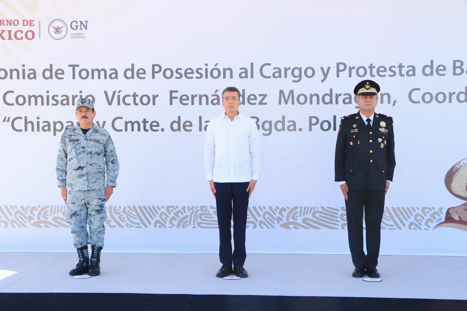 Atestigua Rutilio Escandón toma de protesta del nuevo coordinador estatal de la Guardia Nacional en Chiapas