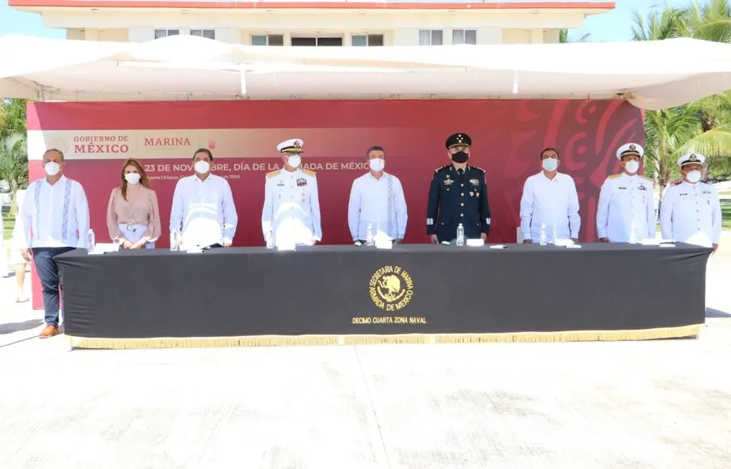 Desde Puerto Chiapas, conmemora Rutilio Escandón el Día de la Armada de México