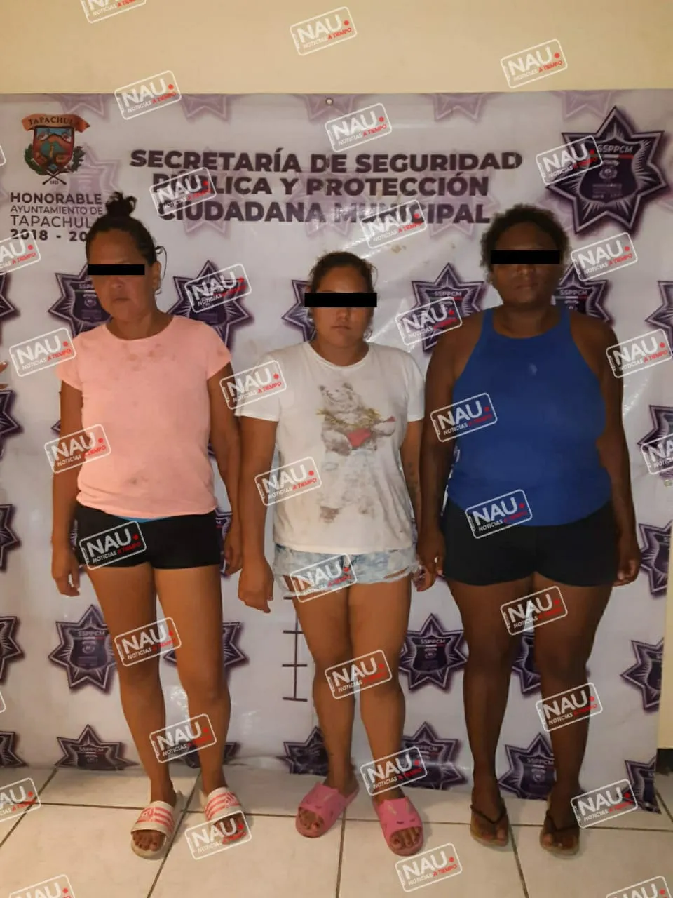 Detiene a tres hondureñas por golpear a un señor y a su hijo.