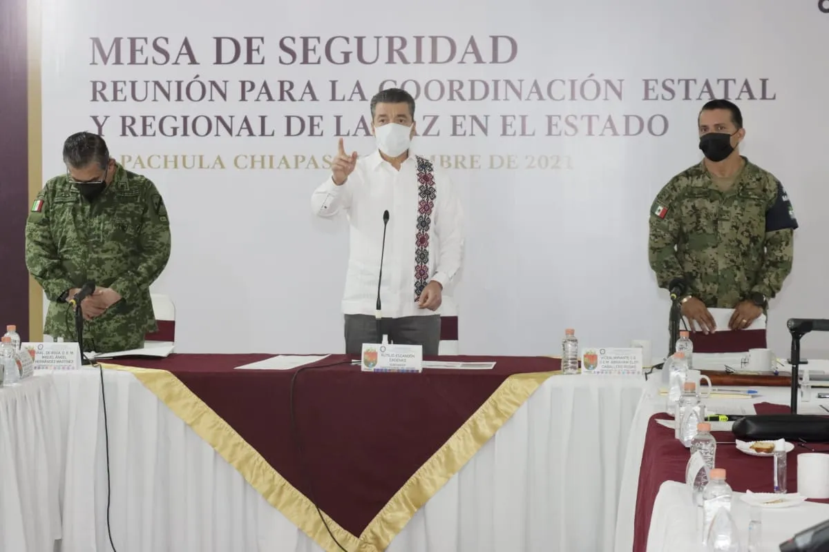 Desde Tapachula, encabeza Rutilio Escandón Mesa de Coordinación Estatal para la Paz y la Seguridad