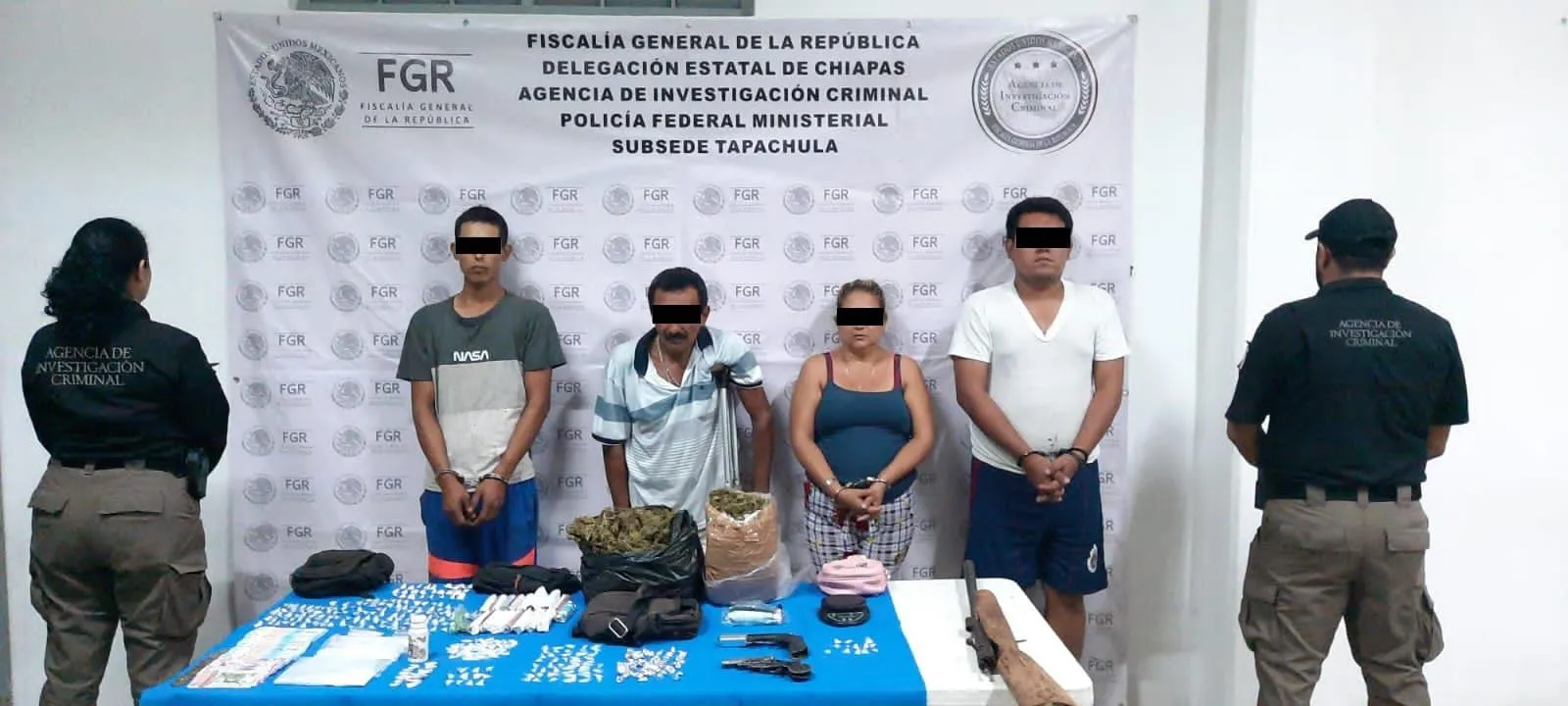 EN CATEO FGR ASEGURA A CUATRO PERSONAS, NARCÓTICOS Y ARMAS EN CHIAPAS
