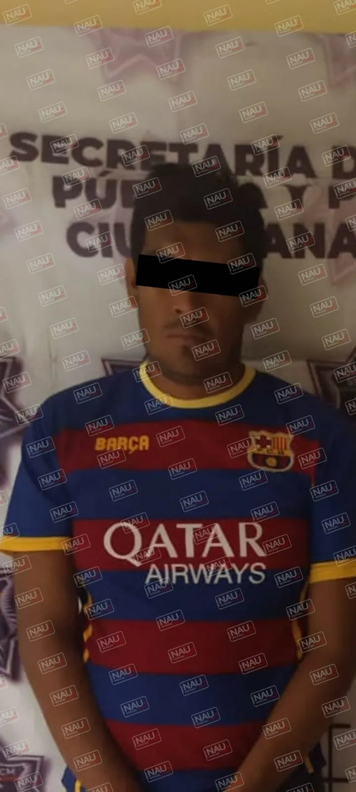 Detienen a sujeto que lesionó a una persona con machete en el ejido San Nicolás Lagartero.