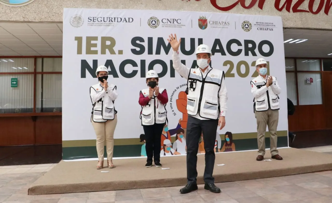 Rutilio Escandón agradece al pueblo chiapaneco por participar en el Primer Simulacro Nacional 2021