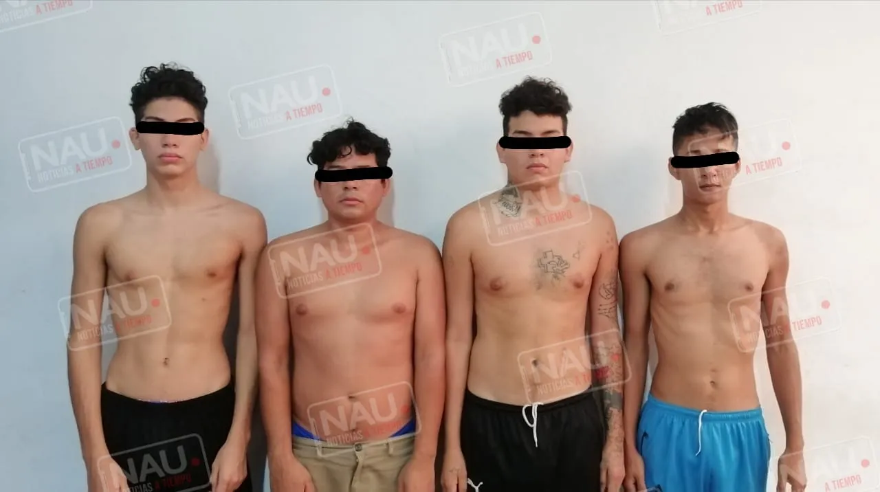 Detienen a 4 presuntos maras con 28 bolsitas de marihuana en Puerto Madero