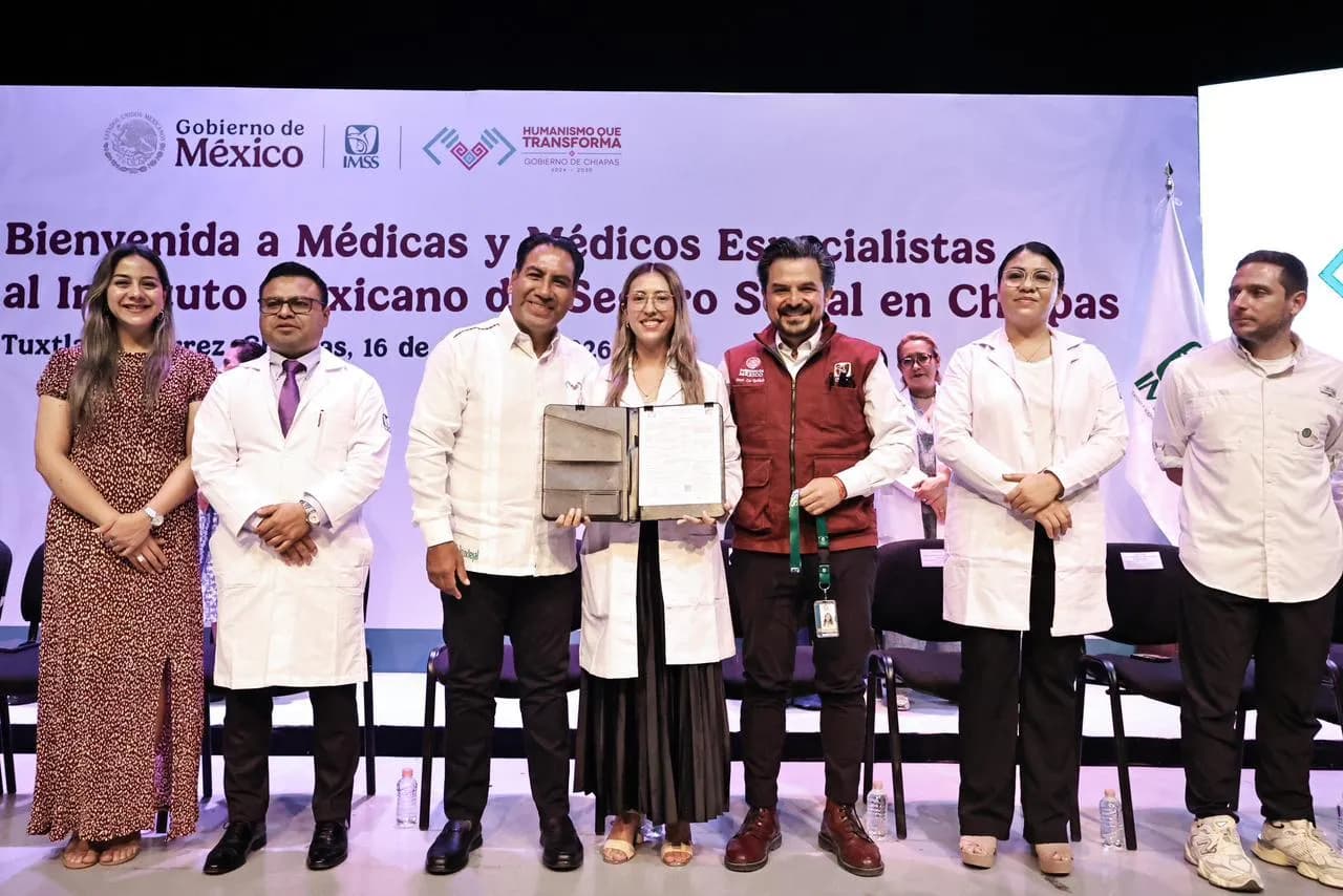 Eduardo Ramírez y Zoé Robledo dan la bienvenida a 371 médicos especialistas que se incorporan al IMSS Chiapas