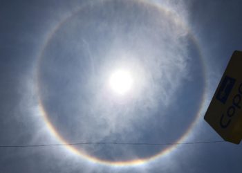Se registra Halo Solar; raro fenómeno, ya que se registra solo en lugares muy fríos