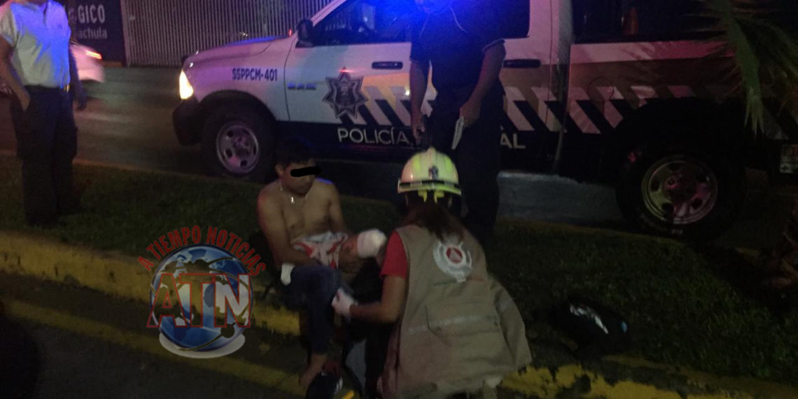 Resultó lesionado al derrapar su motocicleta