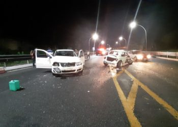 Accidente múltiple deja solo daños