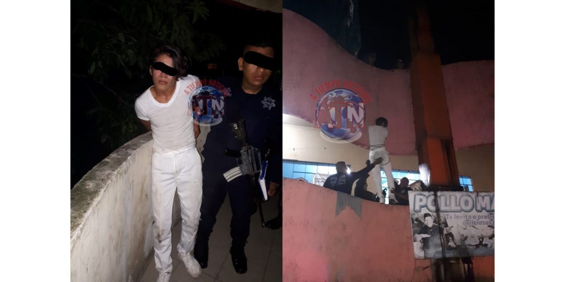 Detenido ebrio fue localizado arriba de una vivienda