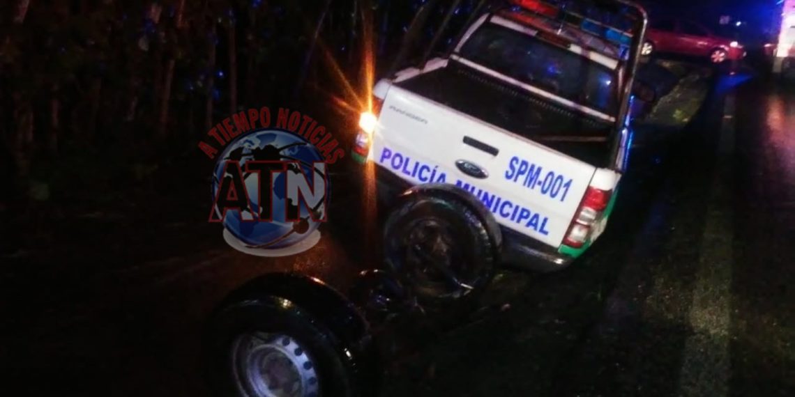 Patrulla de policía municipal de Tuxtla chico ocasiona accidente