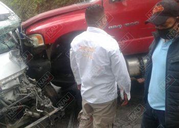 Seis lesionados en choque entre un volteo y una combi de pasaje en Motozintla