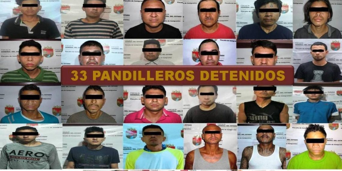 En reforzamiento del Operativo Antipandillas, FGE detiene a 33 integrantes de MS y Barrio 18