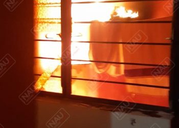 Lavadora se incendió en el interior de una casa