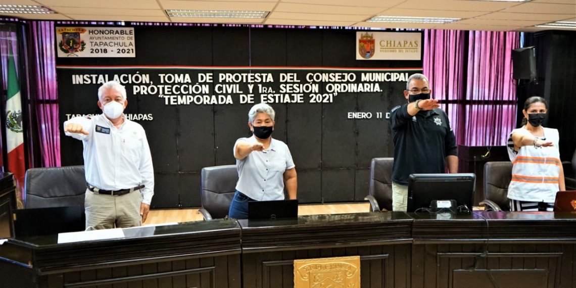 INTEGRANTES DEL CONSEJO MUNICIPAL DE PC COORDINAN ACCIONES POR TEMPORADA DE ESTIAJE EN TAPACHULA