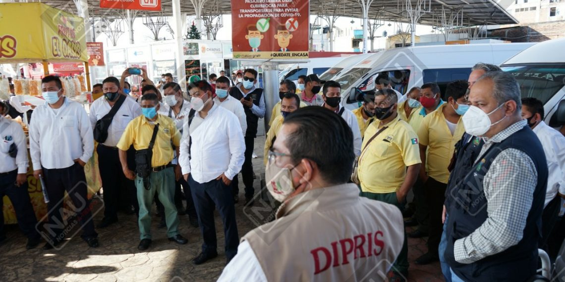 Obligaran a pasajeros y conductores a llevar cubrebocas en Tapachula.
