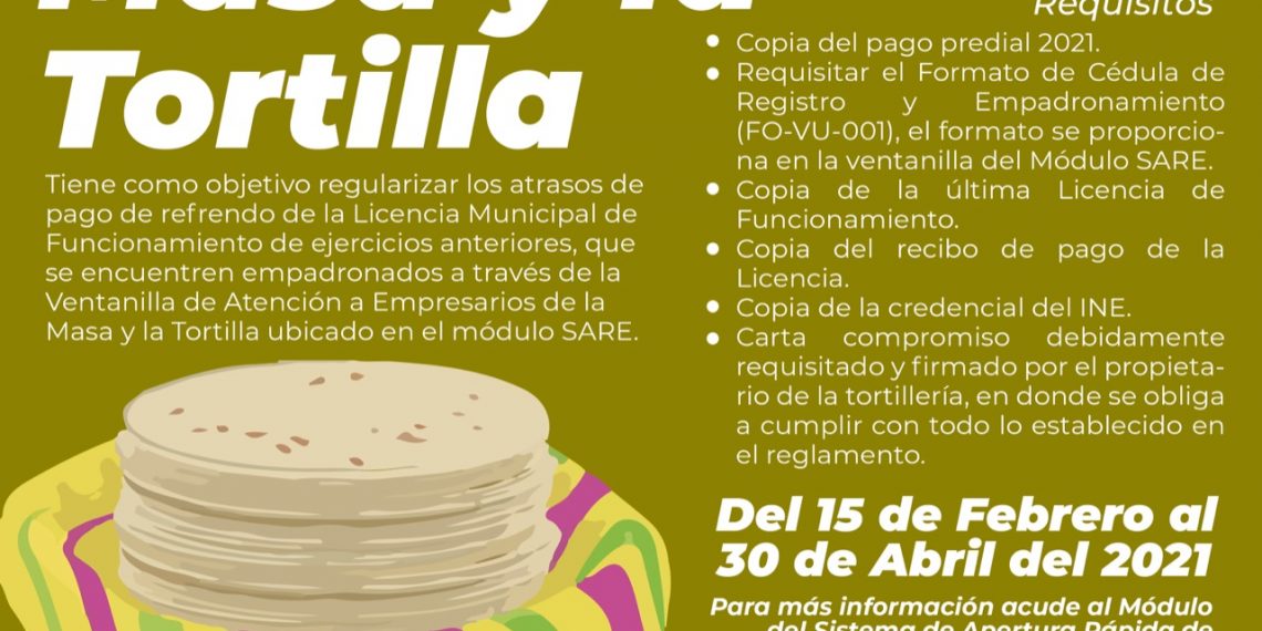 INVITA AYUNTAMIENTO A EMPRESARIOS TORTILLEROS A QUE APROVECHEN PROGRAMA DE APOYO DE BENEFICIO FISCAL