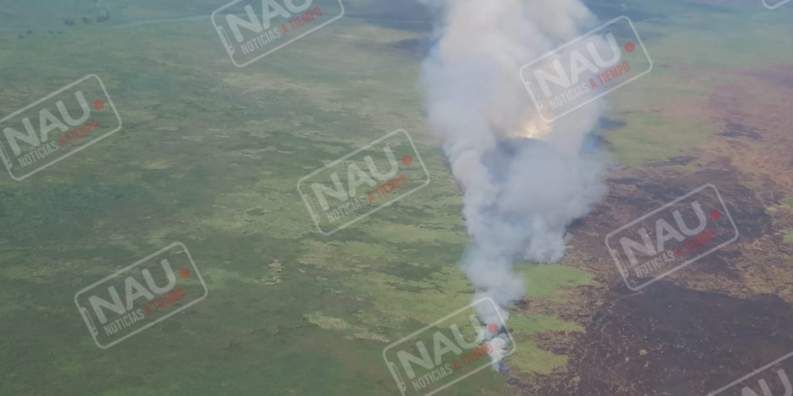 Realiza la armada de México monitoreo por incendio en la Reserva la Encrucijada.