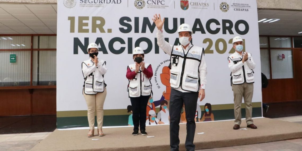 Rutilio Escandón agradece al pueblo chiapaneco por participar en el Primer Simulacro Nacional 2021