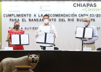 Rutilio Escandón y titular de Semarnat firman convenio para sanear y proteger al Río Suchiapa