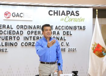 Se reúne Rutilio Escandón con la Sociedad Operadora del Aeropuerto Internacional “Ángel Albino Corzo”