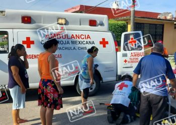 Joven motociclista se accidento al atravesarle un canino .